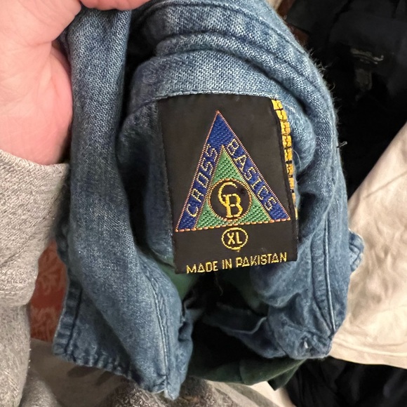 Vintage Green Shirt with Denim Collar | XL - Picture 5 of 6